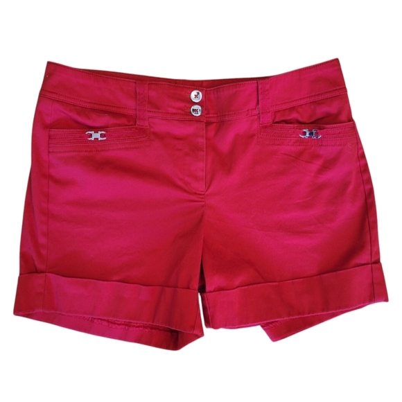 WHBM Red Cotton Cuffed Shorts Size 4 - Picture 1 of 3